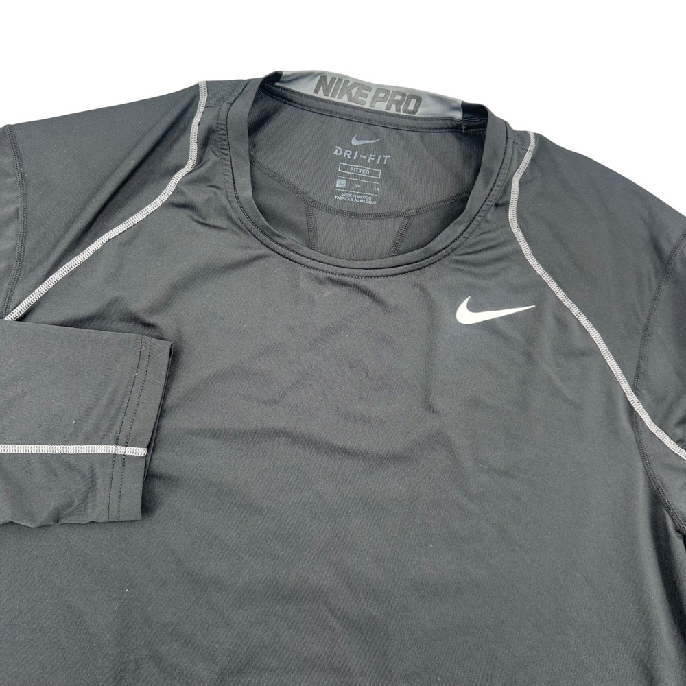 Nike Pro Dri-FIT Mens XL Black Long Sleeve Fitted Compression Training Shirt